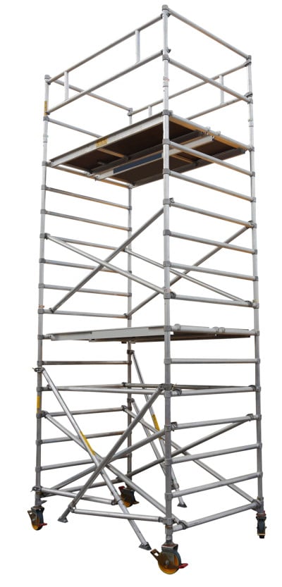 Image of aluminium tower scaffold ready for hire