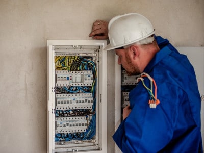 Electrician upgrading fuse box