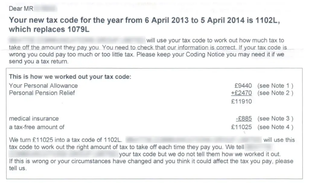 Scan of employee tax code in UK