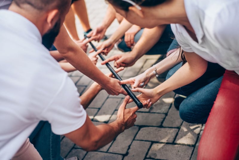 Image of team building activity in work